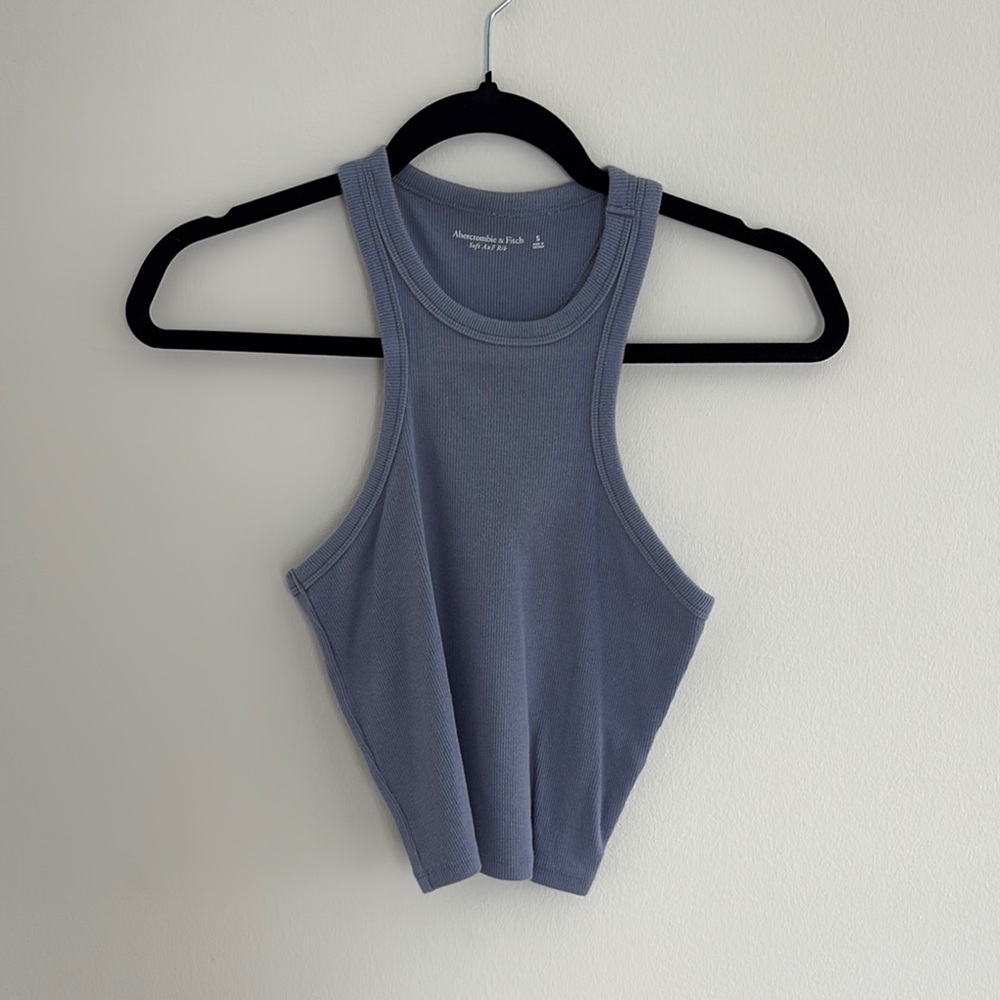 Abercrombie & Fitch Gray Crop Tank Top Fitted High Neckline